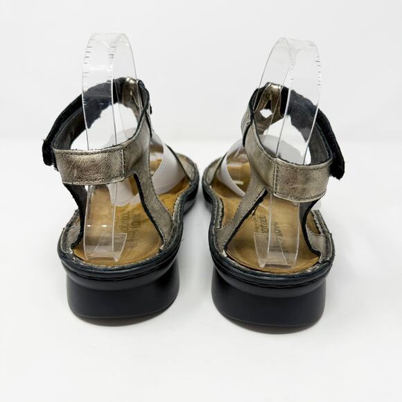 NAOT Metallic Gold Leather Flat Sandals EU 39/US 8 Made in Israel Comfort Shoes - Picture 5 of 10